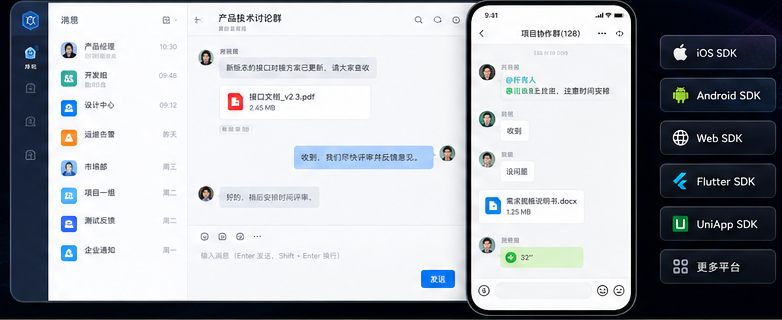 OpenIMX Web、移动端和多端 SDK 产品界面